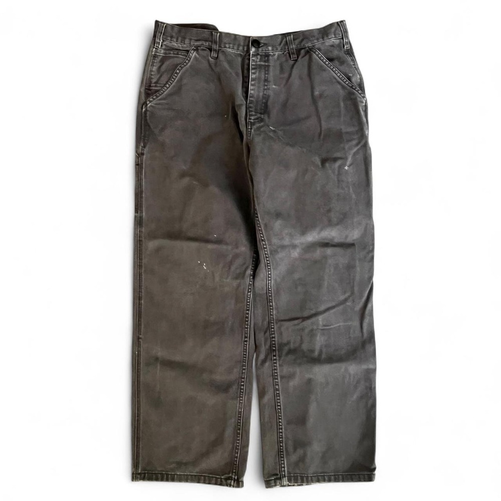 OOBE Men's Carpenter Work Pants 38x30 Faded Black Distressed Utility Cotton